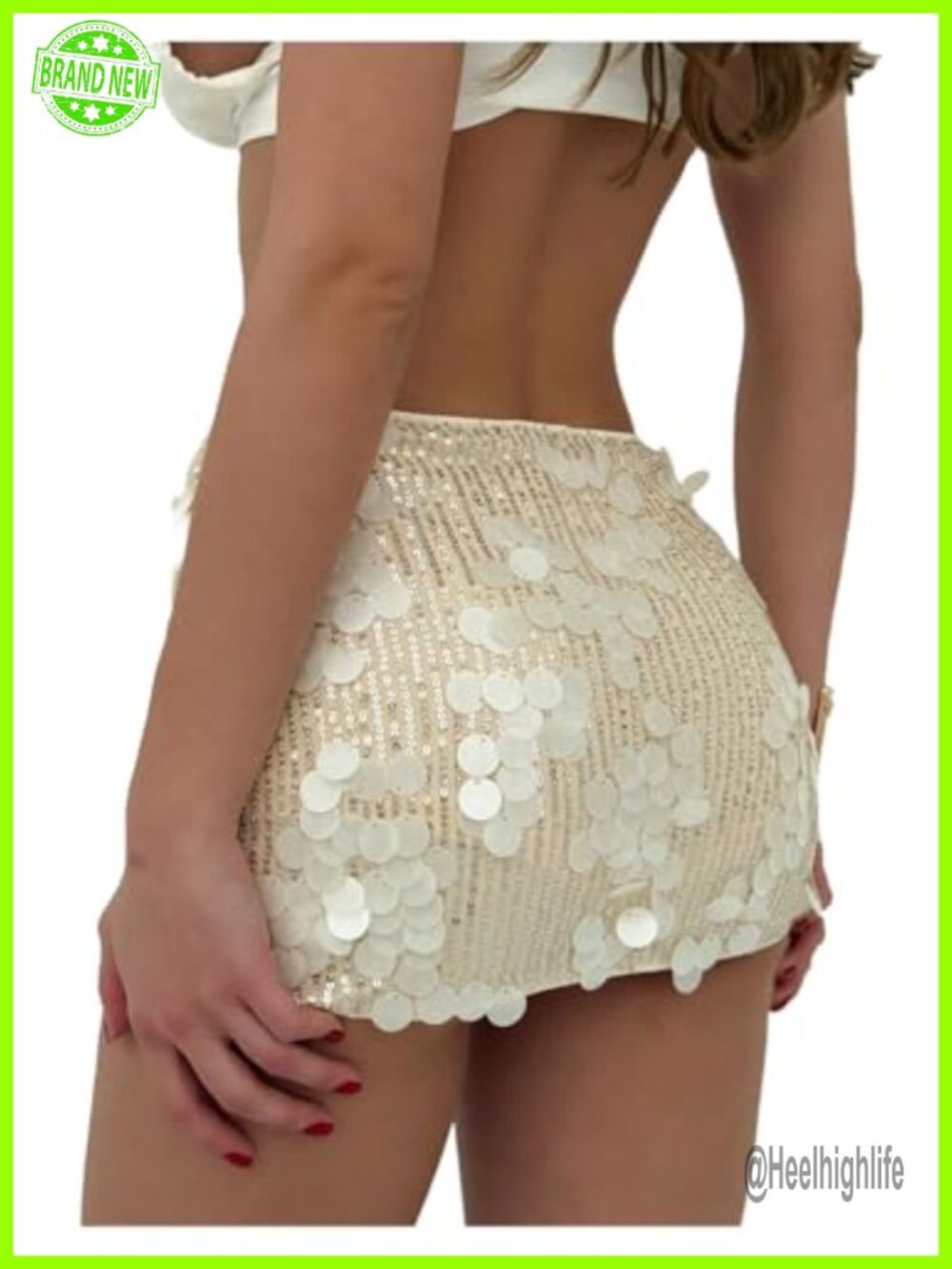 Low Rise Sequin Mini Skorts Bodycon Shiny Club Streetwear Skirt